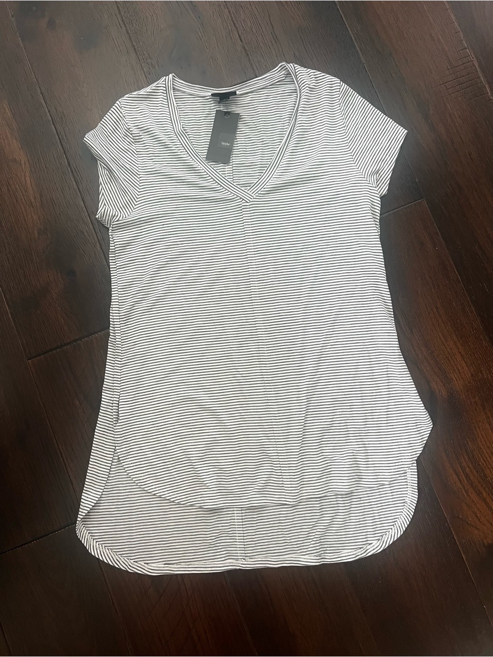 Mossimo Supply Co. Women's V-Neck Short Sleeve Striped Tee - White & Black